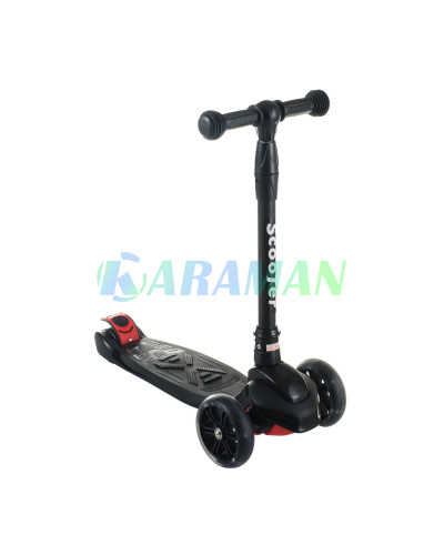 Дитячий самокат Smart Scooter широкі 130мм PU колеса, світяться,Чорний, від 2-10 років