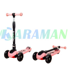 Детский самокат  Smart Scooter со светящимися широкими PU колесами 130мм Розовый, от 2-10 лет