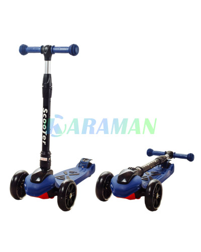 Детский самокат  Smart Scooter  со светящимися широкими PU колесами 130мм Синий, от 2-10 лет
