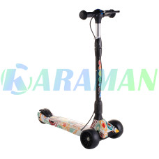Детский самокат  Smart Scooter,ручной тормоз, со светящимися широкими PU колесами 130мм "Кружечки", от 2-10 лет