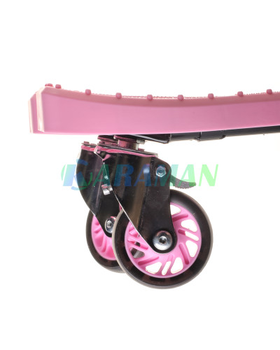 Scooter детский двухколесный самокат с двумя платформами и светящимися колесами (розовый)