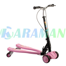 Scooter дитячий двоколісний самокат з двома платформами і колеса світяться (рожевий) 