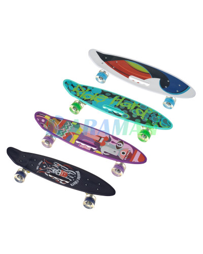 Скейт Пенніборд (Penny Board) з сяючими колесами і ручкою "Монза"