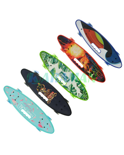 Скейт Пенніборд (Penny Board) з сяючими колесами і ручкою "Монза"