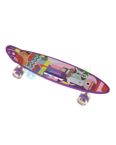 Скейт Пенніборд (Penny Board) з сяючими колесами і ручкою "Монза"
