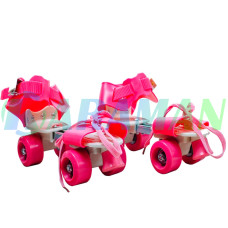 Детские раздвижные ролики Квады на обувь Baby Quad (26-29),колеса PU,Розовый