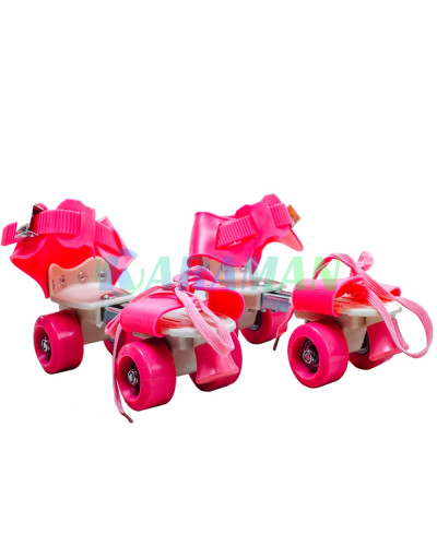 Детские раздвижные ролики Квады на обувь Baby Quad (26-29),колеса PU,Розовый
