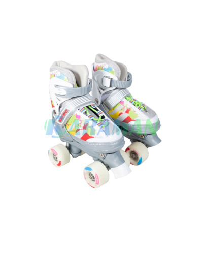 Раздвижные ролики Квады Quad Power + защита ,колеса PU (31-34) Красные