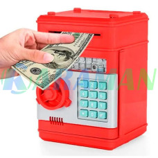 Скарбничка сейф, дитячий банкомат із кодовим замком NUMBER BANK Червоний