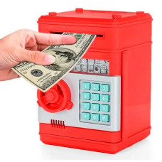 Скарбничка сейф, дитячий банкомат із кодовим замком NUMBER BANK Червоний