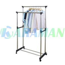 Телескопічна стійка-вішалка для одягу та взуття Double Pole Clothes Horse