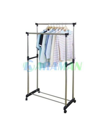 Телескопічна стійка-вішалка для одягу та взуття Double Pole Clothes Horse
