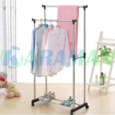 Телескопічна стійка-вішалка для одягу та взуття Double Pole Clothes Horse