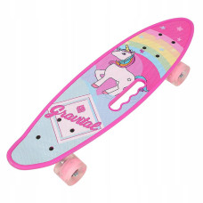 Скейт Пенніборд (Penny Board) з сяючими колесами і ручкою "Єдиноріг" , Aspink