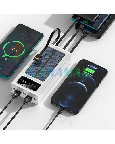 Повербанк Power Bank ZHY 20000 mAh 4в1 универсальная мобильная батарея c солнечной панелью и встроенными кабелями