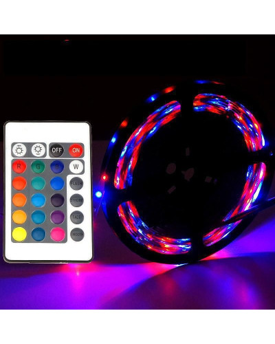 Светодиодная Лента LED 5 м SMD 3528 RGB с пультом и блоком питания гирлянда (1ящ.=100шт.)
