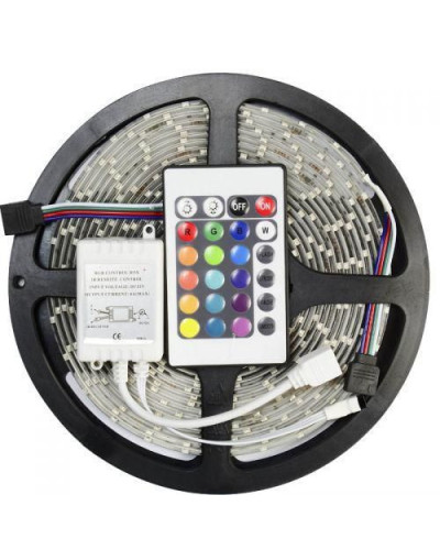 Светодиодная Лента LED 5 м SMD 3528 RGB с пультом и блоком питания гирлянда (1ящ.=100шт.)