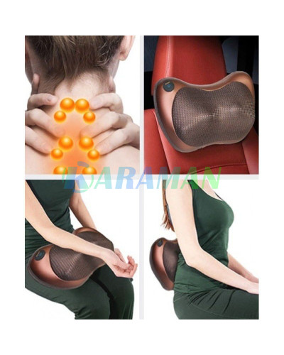 Массажная инфракрасная подушка Massage Pillow / Роликовый массажер для шеи и тела с подогревом (1ящ.=25шт.)