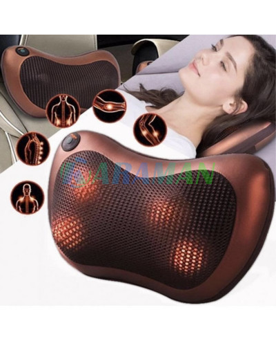 Массажная инфракрасная подушка Massage Pillow / Роликовый массажер для шеи и тела с подогревом (1ящ.=25шт.)