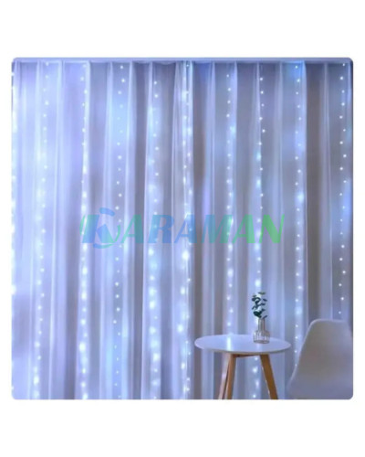 Гірлянда штора - завіса, 3 * 2м, з пультом + USB білий MA741white (1ящ. = 100шт.)