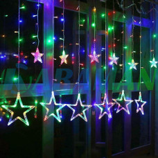 Світлодіодна гірлянда штора зірки 2.5 метра 138LED 12 зірок мульті MA136USBmulti (1ящ.=30шт.)