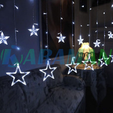 Світлодіодна гірлянда штора зірки 2.5 метра 138LED 12 зірок білий MA136white220v (1ящ.=30шт.)