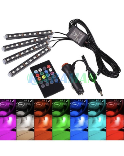 Универсальная светодиодная RGB led подсветка салона с микрофоном для автомобиля MA147