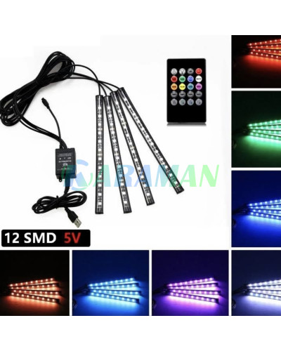 Универсальная светодиодная RGB led подсветка салона с микрофоном для автомобиля MA147