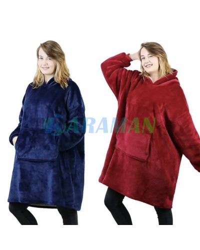 Плед худи Толстовка c Капюшоном и Руковами Красная MA153red (1ящ.=50шт.) Плед худи Толстовка c Капюшоном и Руковами Красная MA153red (1ящ.=50шт.)