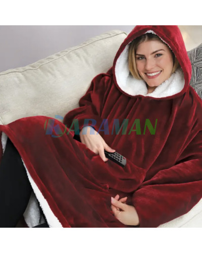 Плед худи Толстовка c Капюшоном и Руковами Красная MA153red (1ящ.=50шт.)
