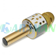 Беспроводной караоке микрофон WSTER WS-858 Bluetooth USB AUX FM Золото 