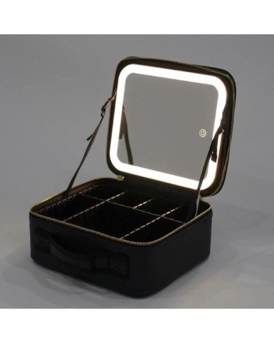 Дорожная косметичка с зеркалом и подсветкой Черная MA447black  (1ящ.=20шт.)