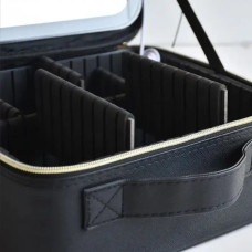 Дорожная косметичка с зеркалом и подсветкой Черная MA447black  (1ящ.=20шт.)
