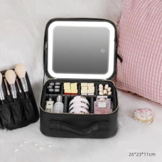 Дорожная косметичка с зеркалом и подсветкой Черная MA447black  (1ящ.=20шт.)