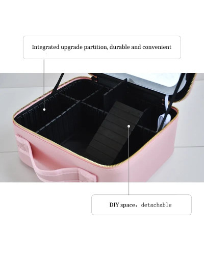 Дорожная косметичка с зеркалом и подсветкой Розовая MA447pink  (1ящ.=20шт.)