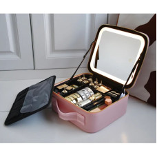 Дорожная косметичка с зеркалом и подсветкой Розовая MA447pink  (1ящ.=20шт.)