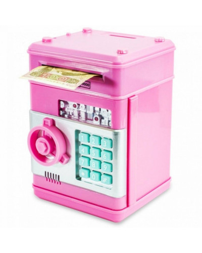 Копилка сейф, детский банкомат с кодовым замком NUMBER BANK Розовый MA229pink (1ящ.=24шт.)