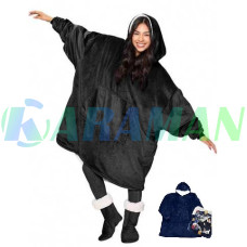 Плед худи Толстовка c Капюшоном и Руковами Чёрная MA153black (1ящ.=50шт.)
