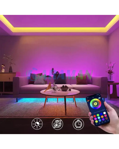 Яскрава та стильна світлодіодна стрічка 5м 5050 RGB - 16 кольорів, IP65, 55 люмен, від USB 5V з Додатком для телефону (1ящ.=100шт.) Яскрава та стильна світлодіодна стрічка 5м 5050 RGB - 16 кольорів, IP65, 55 люмен, від USB 5V з Додатком для телефону (1ящ.=100шт.)