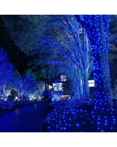 Уличная гирлянда 800 LED диодов 50 метров (синий цвет,зеленый провод) 800lblue (1ящ.=24шт.)