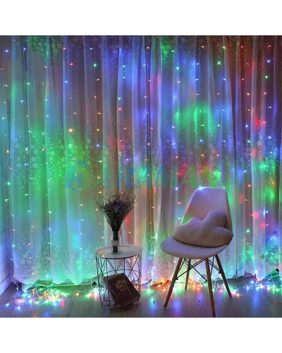 Гірлянда Водоспад 240 Led, 3*2м, мульти, перемикач режимів MA422multi (1ящ.=50шт.)