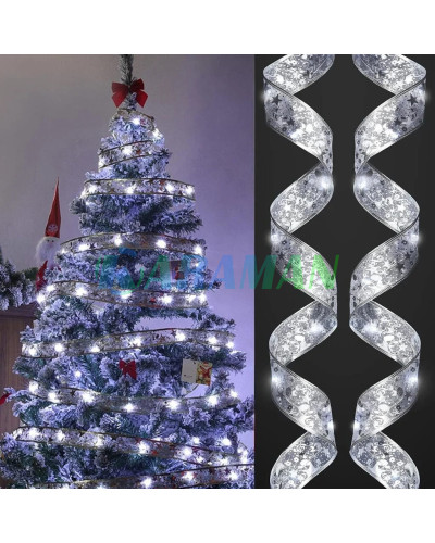 Світлодіодна ялинкова гірлянда у вигляді стрічки 100 Led 10 метрів Christmas Decoration Білий