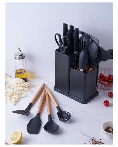  Набір кухонного приладдя 19 предметів Чорний Kitchen Set MA445black  (1ящ.=20шт.)