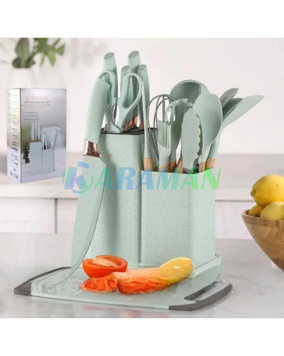 Набір кухонного приладдя 19 предметів Kitchen Set зелений колір Набір кухонного приладдя 19 предметів Kitchen Set зелений колір