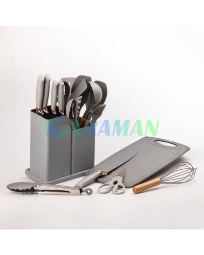 Набір кухонного приладдя 19 предметів Сірий Kitchen Set  (1ящ.=20шт.)