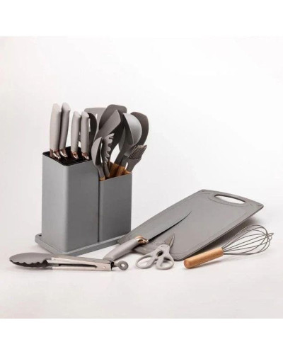 Набір кухонного приладдя 19 предметів Сірий Kitchen Set MA445grey  (1ящ.=20шт.)
