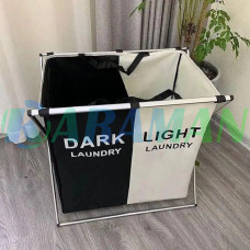 Корзина для белья тканевая раскладная на 2 секции Dark Light MA448 (1ящ = 24шт.)