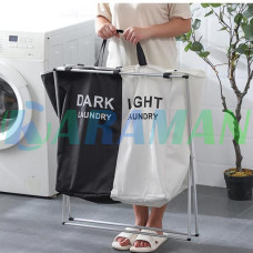 Корзина для белья тканевая раскладная на 2 секции Dark Light MA448 (1ящ = 24шт.)