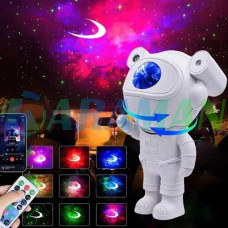 Лазерний нічник-проектор зоряного неба Астронавт з місяцем Стоячий RGB, Блютуз колонка, слот SD карту і пультом (1ящ.=30шт.)