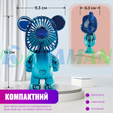  Ручний портативний вентилятор іграшка дитячий usb міні у формі ведмедя на акумуляторі безшумний D128 (1ящ.=144шт.)